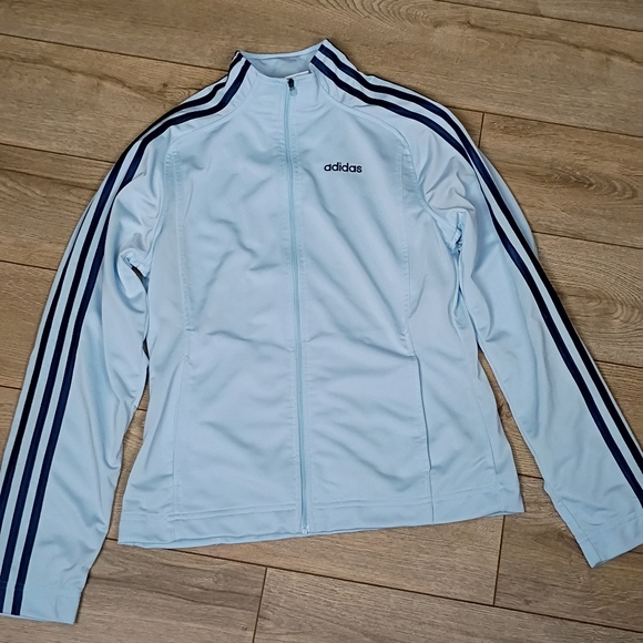 Adidas Sky Blue Tracksuit with Navy Stripes Vintage Womans Small - Picture 5 of 11